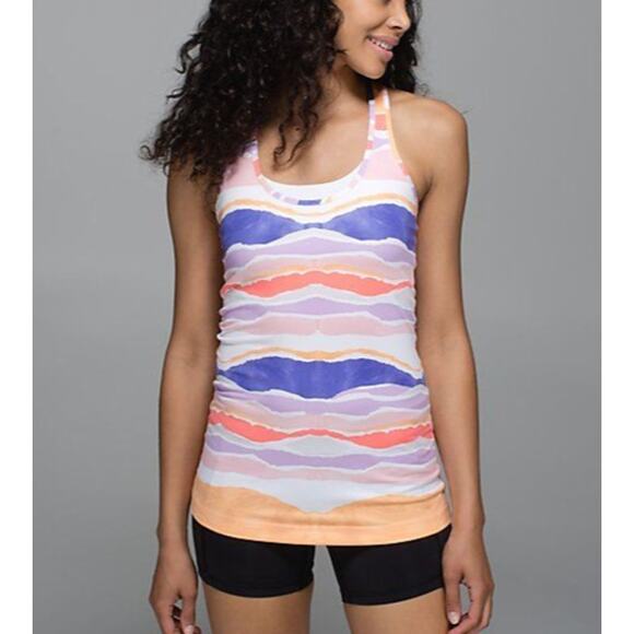 Lululemon Womens Cool Racerback Tank Top Luon Light Fabric Stretch Multi Size 8 - Picture 1 of 5